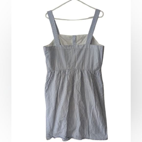 2 For $20 - J. Crew Blue & White Pinstripe Cotton Button Down Dress Size 12 - Picture 4 of 8